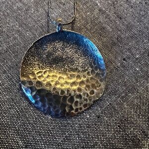 Silpada Large Hammered Textured Silver Pendant Necklace